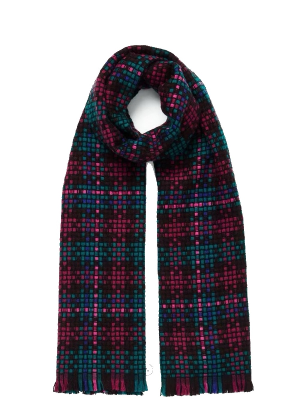 Women’s Multicolor Check cashmere Scarf - Teal & Magenta